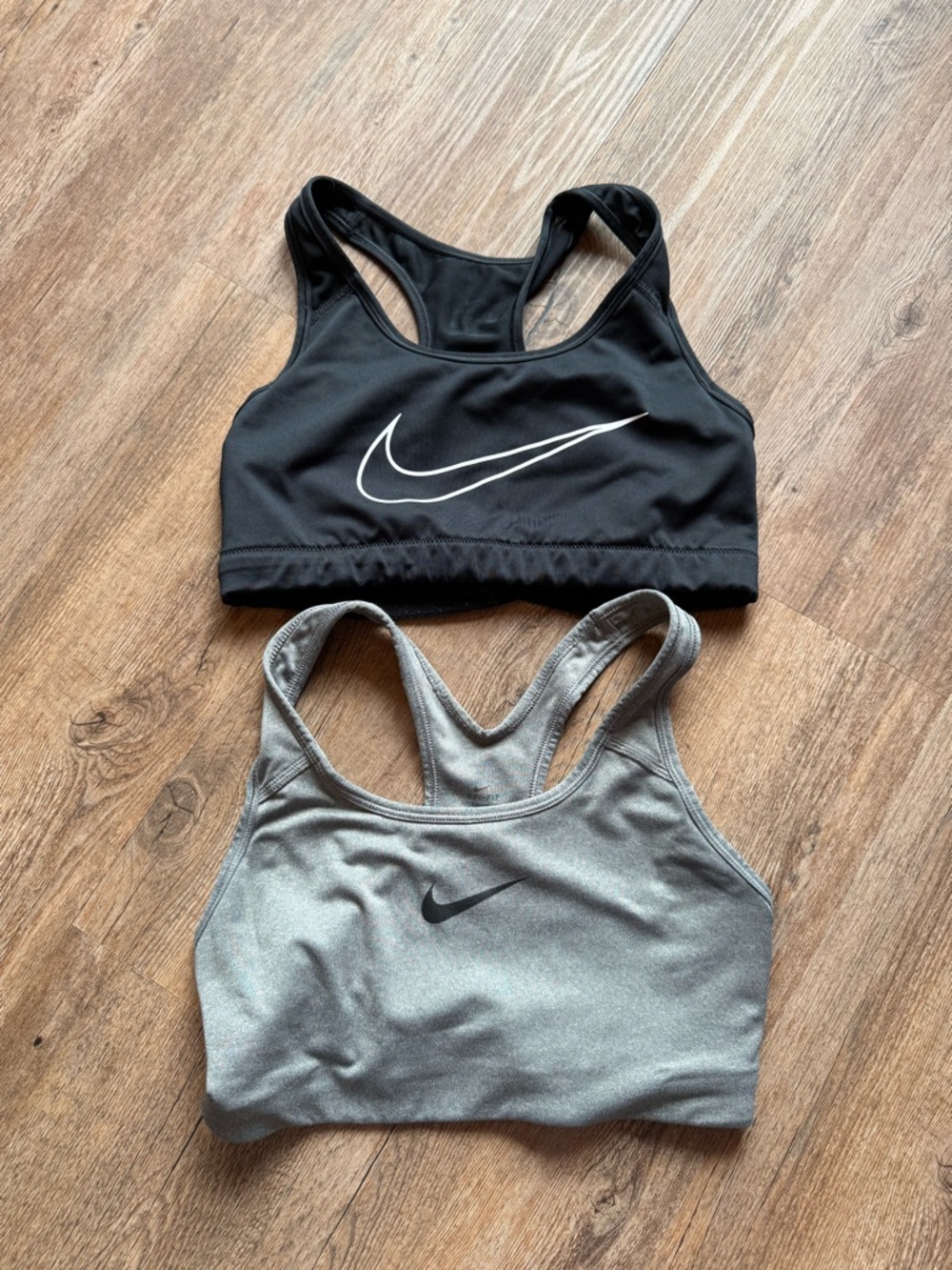Nike Two-Pack Racerback Sports Bras in Black & Gray